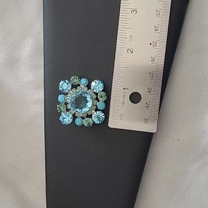NEW Designer Ladies Topaz Turquoise Teal Rhinestone Pin or handbag Pin